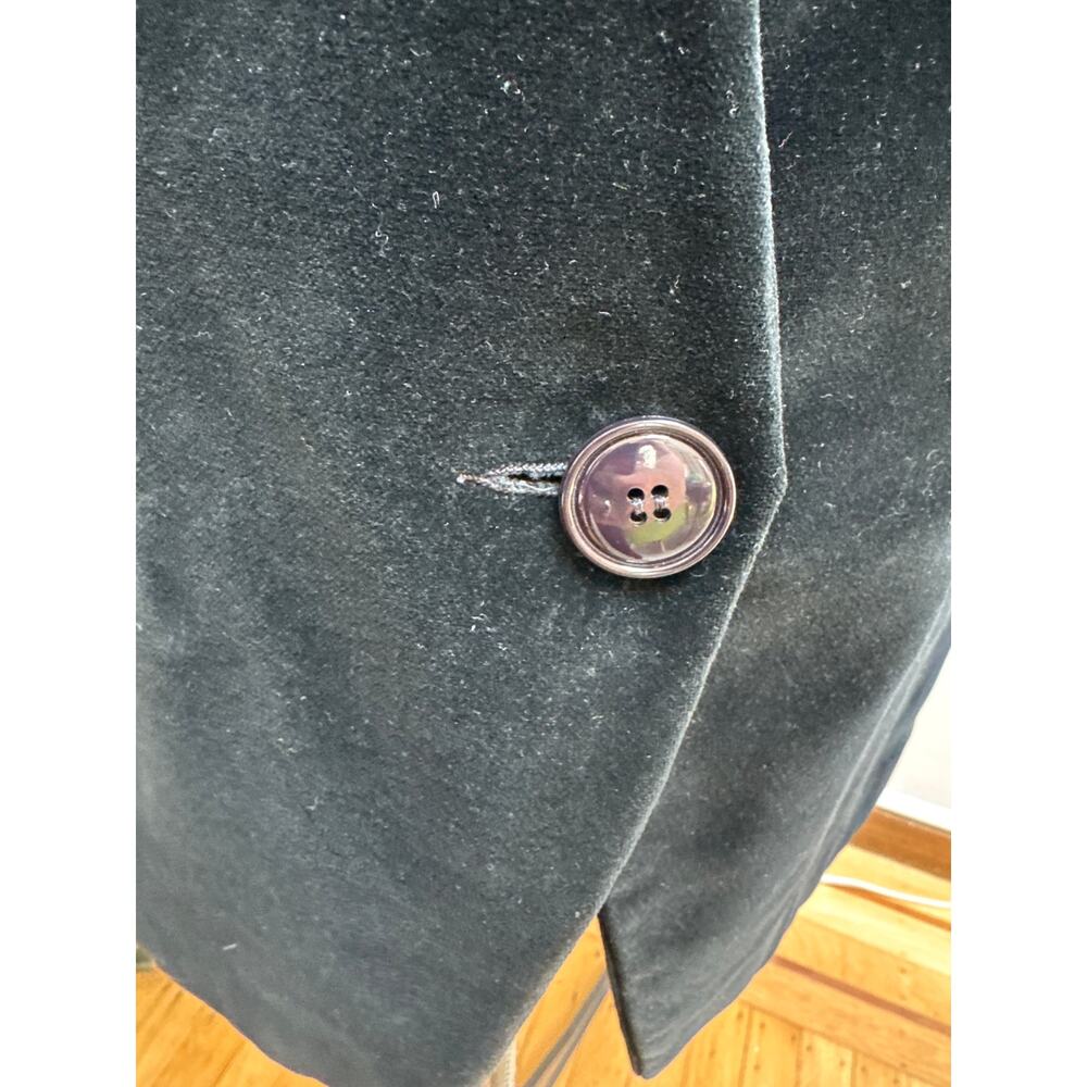 Vintage 80s 90s Minimalist Black Velvet Collarless Blazer Single Button ILGWU - Picture 3 of 5